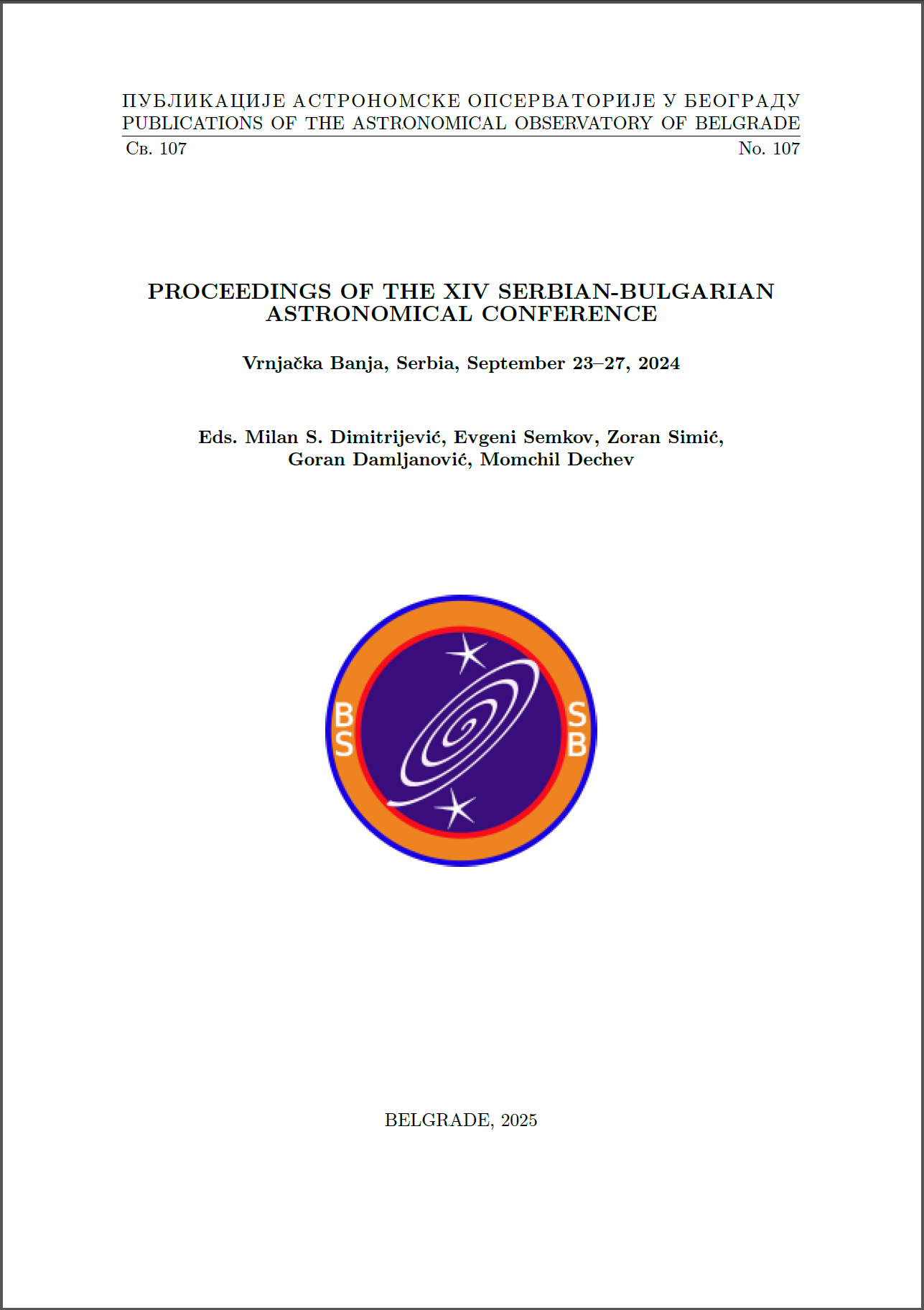 XIV SERBIAN-BULGARIAN ASTRONOMICAL CONFERENCE